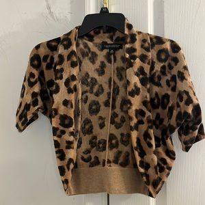Banana republic cheetah print shrug sweater nylon wool cashmere blend size XS